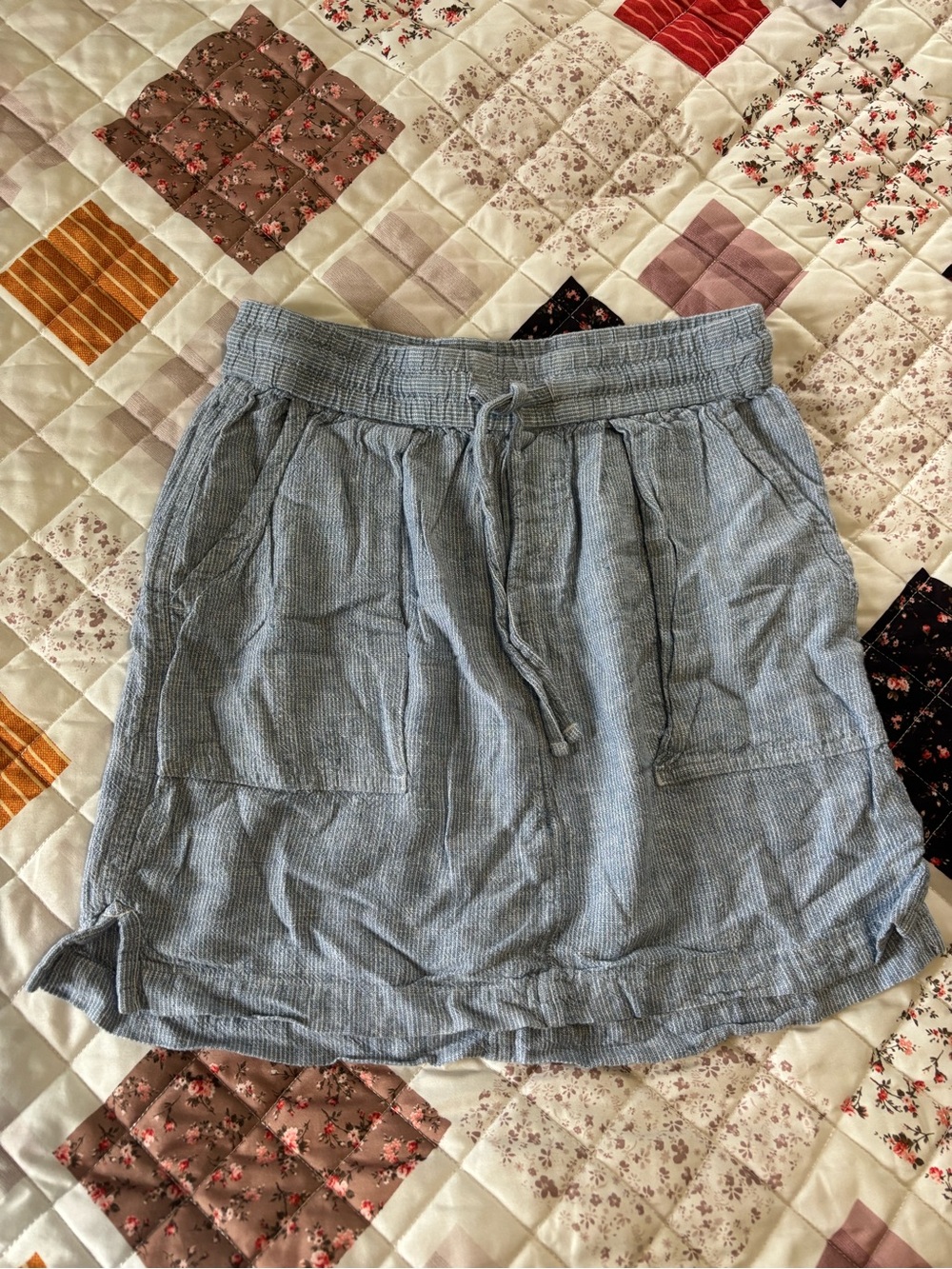 Old Navy Light Blue Drawstring Mini Skirt